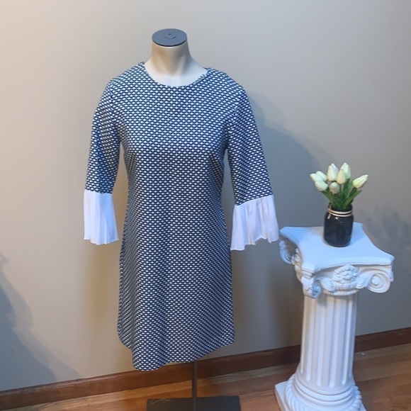 Ny&co Ruffle Sleeve Navy Shift Dress Size XS - Picture 2 of 8